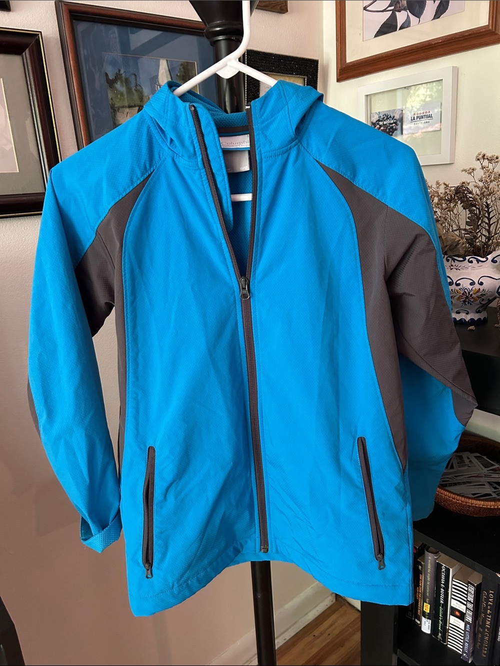 Columbia Kids Hooded Blue & Gray Lightweight Jacket